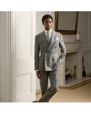 Ralph Lauren Kent Hand-Tailored Pinstripe Wool Suit - Grey