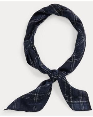 Ralph Lauren Foulard scozzese in cashmere e seta - Blu