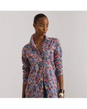 Ralph Lauren Classic Fit Floral Cotton Voile Shirt - Blue