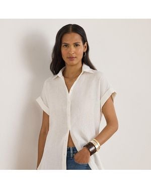 Ralph Lauren Linen Dolman-sleeve Shirt - White