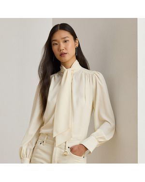 Ralph Lauren Georgette Tie-Neck Blouse - Natural