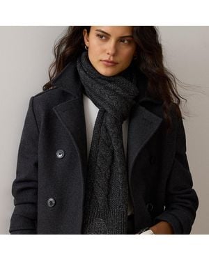 Ralph Lauren Embroidered-Crest Metallic Cable Scarf - Black