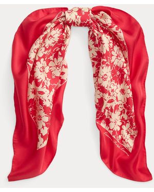 Ralph Lauren Floral Silk Square Scarf - Red