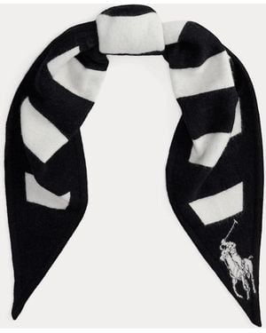 Ralph Lauren Striped Wool Diamond Scarf - Black