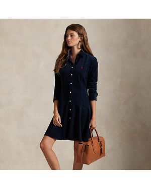 Polo Ralph Lauren Cotton Corduroy A-Line Shirtdress - Blue