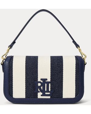 Ralph Lauren Striped Twill Small Adley Shoulder Bag - Blue
