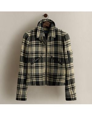 Ralph Lauren C. 2008 Plaid Wool Zip Jacket - Green