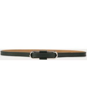 Ralph Lauren Oval-Buckle Calfskin Skinny Belt - Natural