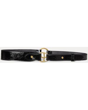 Ralph Lauren Equestrian D-Ring Patent Leather Belt - Black