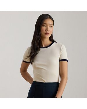 Ralph Lauren Two-Tone Stretch Cotton Tee - Natural