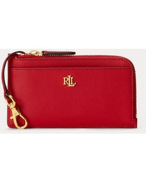 Ralph Lauren Leather L-Zip Card Case - Red