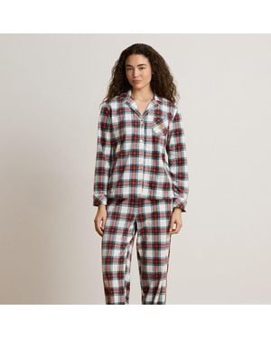 Ralph Lauren Pijama De Micropolar Con Cuadros - Azul