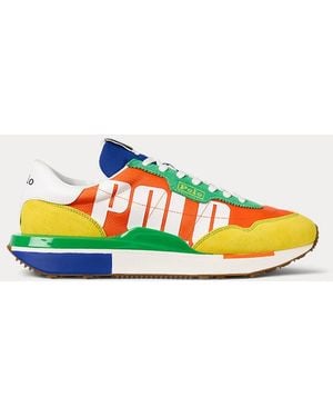 Ralph Lauren Train 89 Logo Suede & Oxford Trainer - Yellow