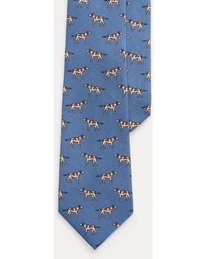 Polo Ralph Lauren Dog-Print Wool Challis Tie - Blue