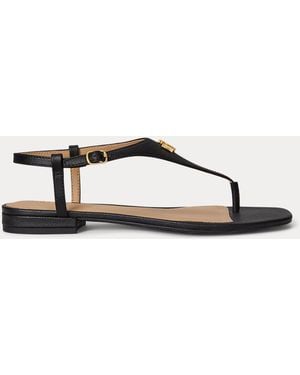 Ralph Lauren Everley Ii Crosshatch Leather Sandal - Brown