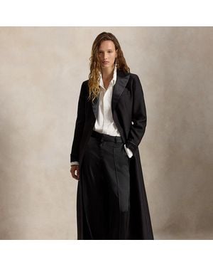 Ralph Lauren Wool-Silk Crepe Tuxedo Duster - Black