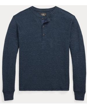 RRL Gefärbtes Henley Aus Waffelpiqué - Blau