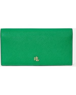 Ralph Lauren Schmale Brieftasche Aus Schraffurleder - Grün