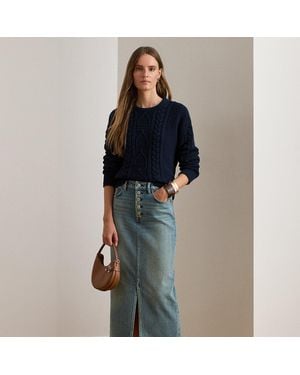 Ralph Lauren Denim Pencil Midi Skirt - Blue