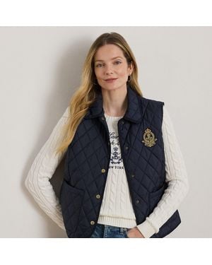Ralph Lauren Crest-Patch Diamond-Quilted Gilet - Blue