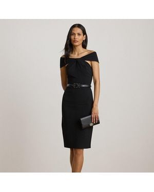 Ralph Lauren Twist-Front Crepe Cocktail Dress - Black