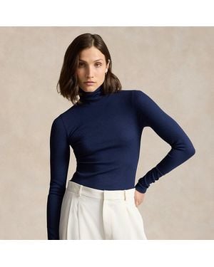 Ralph Lauren Stretch Ribbed Turtleneck - Blue