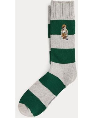 Ralph Lauren Calze sportive Polo Bear a righe rugby - Verde