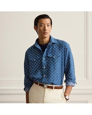 Ralph Lauren Relaxed Fit Linen-Silk Western Shirt - Blue