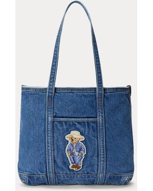 Polo Ralph Lauren Polo Bear Denim Small Shopper Tote - Blue