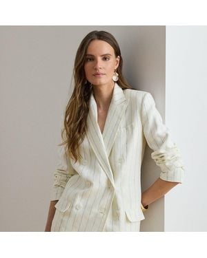 Ralph Lauren Striped Linen Twill Blazer - Gray