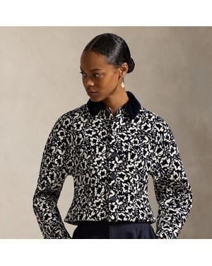 Polo Ralph Lauren Floral Tweed Peplum Jacket - Black