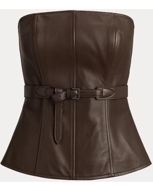 Ralph Lauren Jenevieve Lambskin Bustier - Brown