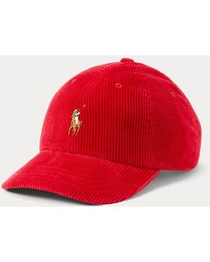 Ralph Lauren Corduroy Ball Cap - Red