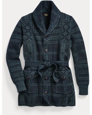 RRL Jacquard-Cardigan - Blau
