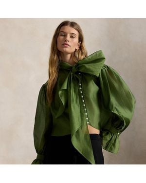 Polo Ralph Lauren Tie-Bow Organdy Shirt - Green