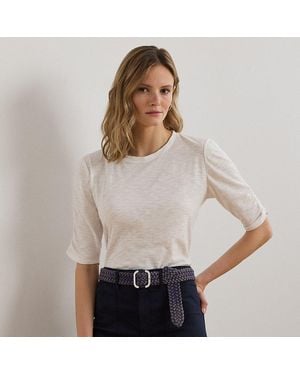 Ralph Lauren Slub Cotton Jersey Elbow-Sleeve T-Shirt - Gray