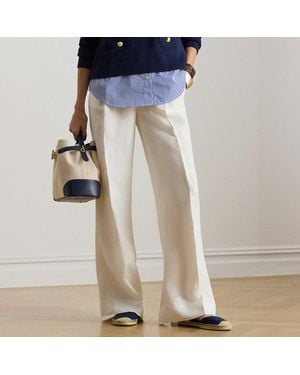 Ralph Lauren Linen-Blend Twill Wide-Leg Pants - Blue