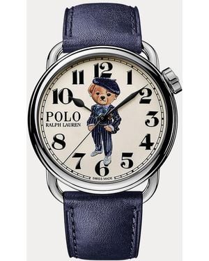 Polo Ralph Lauren 38 Mm Ricky Pinstripes Polo Bear Watch - Blue