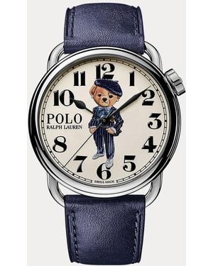 Ralph Lauren 38 Mm Ricky Pinstripes Polo Bear Watch - Blue