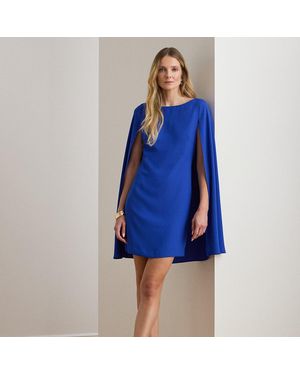 Ralph Lauren Cape Georgette Cocktail Dress - Blue