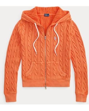 Polo Ralph Lauren Sweat À Capuche Zippé Torsadé En Coton - Orange