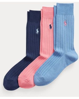 Polo Ralph Lauren Cotton-Blend Trouser Sock 3-Pack - Blue