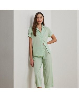 Ralph Lauren Gingham Lawn Cropped Sleep Set - Green
