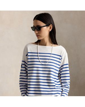 Polo Ralph Lauren Striped Boatneck Jersey Tee - Blue