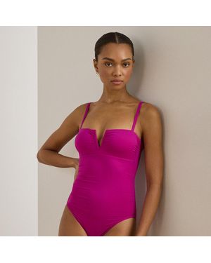Ralph Lauren V-Cutout Bandeau One-Piece - Purple
