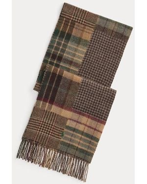 Ralph Lauren Patchwork Plaid Wool-Blend Scarf - Brown