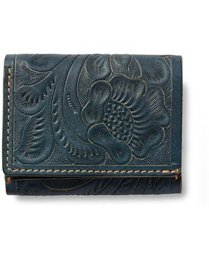 RRL Tooled Indigo Leather Wallet - Blue
