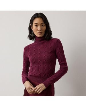 Ralph Lauren Kasjmier Kabeltrui Met Turtleneck - Rood
