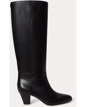 Ralph Lauren Emersyn Calfskin Tall Boot Heel - Black