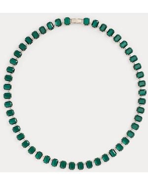 Ralph Lauren Rhodium-Plated Stone Tennis Necklace - Green